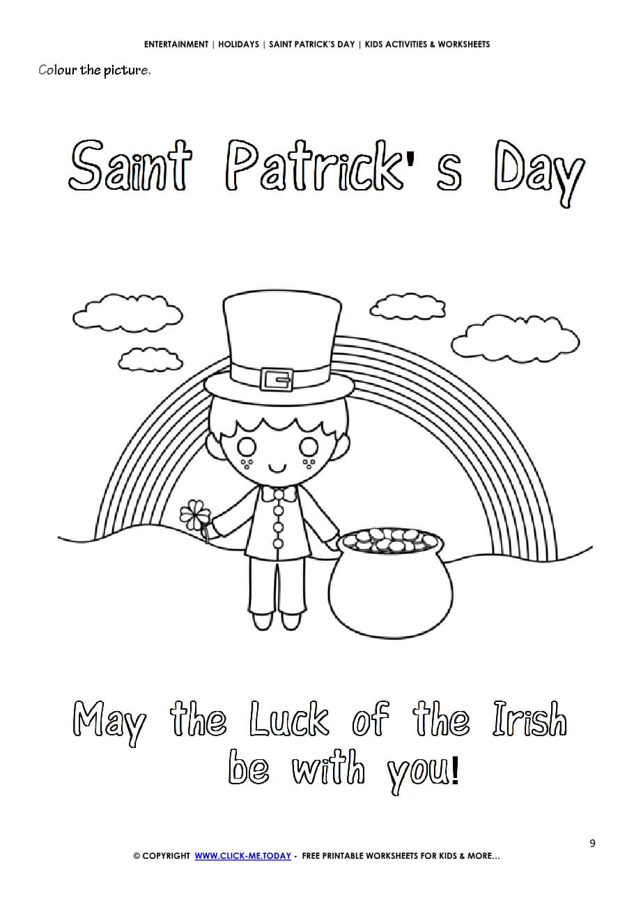 free printable saint patrick's day kids coloring activity
